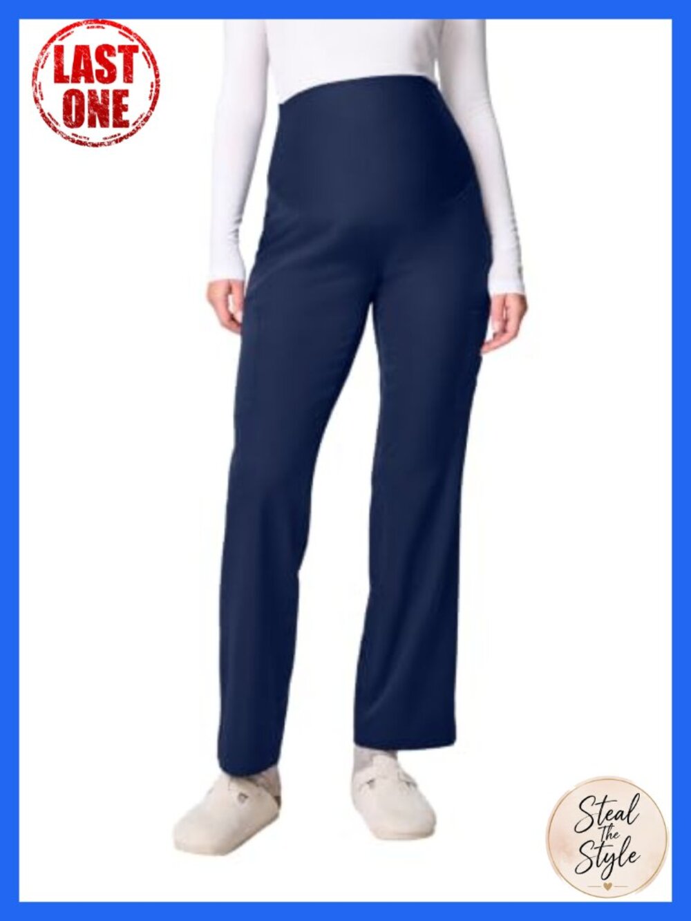 Healing Hands Women's Maternity Scrub Pants Straight Leg Stretch Elastic Waist